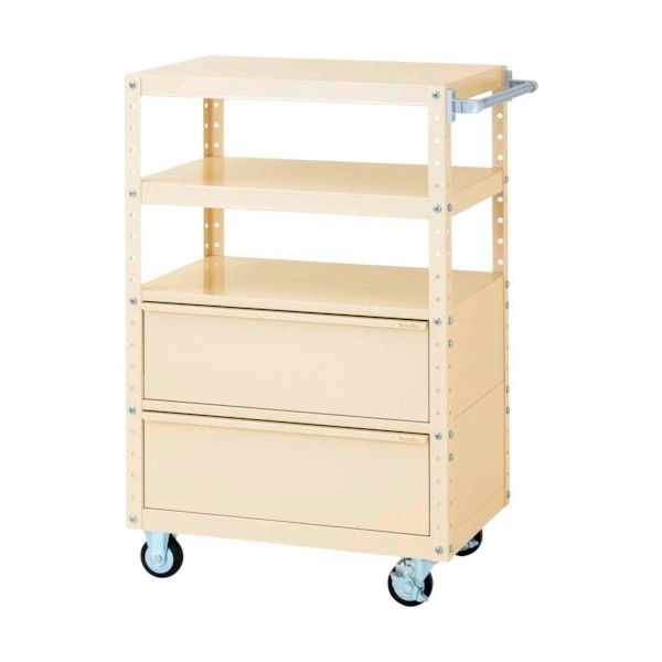 山金工業 ヤマテック スペシャルワゴン 移動式 キャビネット超深型1段×2個 ヤマテックアイボリー W7CUH-BD2-IV 1台（直送品）