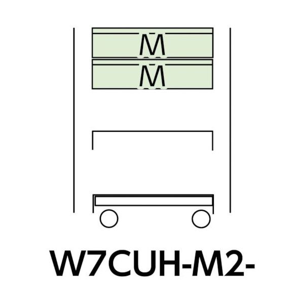 山金工業 ヤマテック スペシャルワゴン 移動式 キャビネット深型1段×2個 ヤマテックアイボリー W7CUH-M2-IV 1台（直送品）