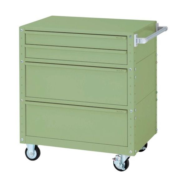 山金工業 ヤマテック スペシャルワゴン 移動式 キャビネット浅型2段×1個、超深型1段×2個 ヤマテックグリーン W7CU-SD2-G 1台（直送品）