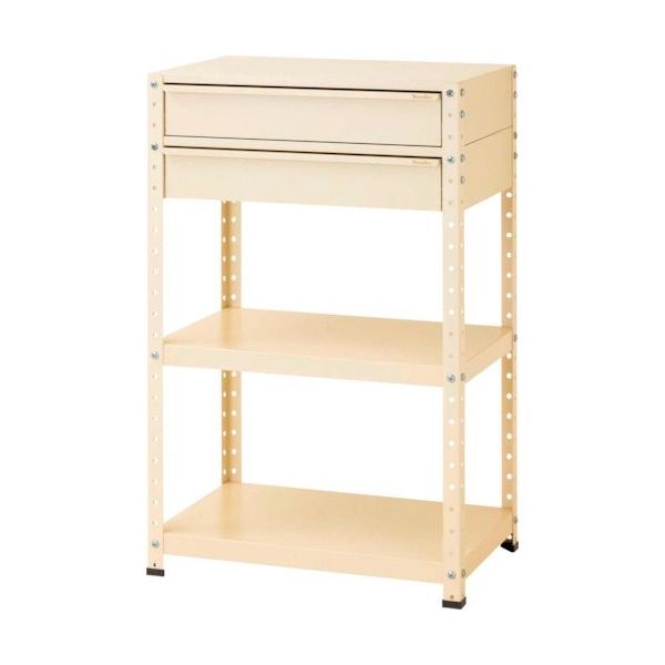 山金工業 ヤマテック スペシャルワゴン 固定式 キャビネット深型1段×2個 ヤマテックアイボリー W7H-M2-IV 1台 868-3708（直送品）