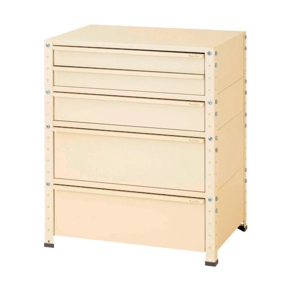 ヤマテック スペシャルワゴン 固定式 キャビネット浅型2段・深型1段×1個、超深型1段×2個 ヤマテックアイボリー W7-SMD2-IV（直送品）