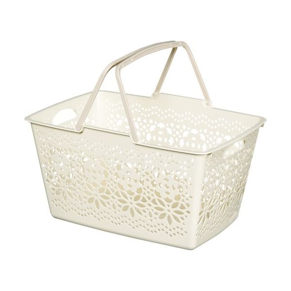 ヒマラヤ化学工業所 ヒマラヤ化学 買い物かご ”フェアリーバスケットS アイボリー 380x270x260 158028 1セット(24個)（直送品）