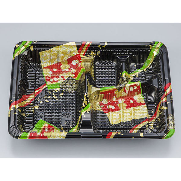 弁当容器　CZ-221 彩帯黒本体(N)　600枚(50枚×12) 0128221008595　シーピー化成（直送品）