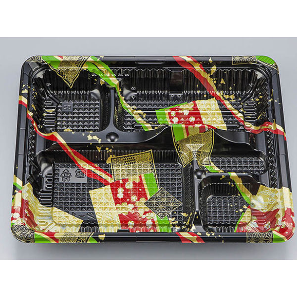 弁当容器　CZ-222-1 彩帯黒本体(N)　600枚(50枚×12) 0128222018595　シーピー化成（直送品）