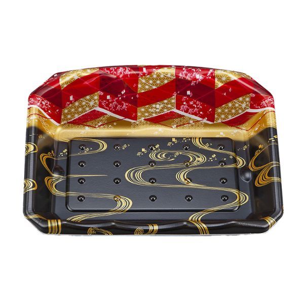 刺身トレー SFサシミ66 海霧黒赤 本体　600枚(50枚×12) 0271266003615　シーピー化成（直送品）