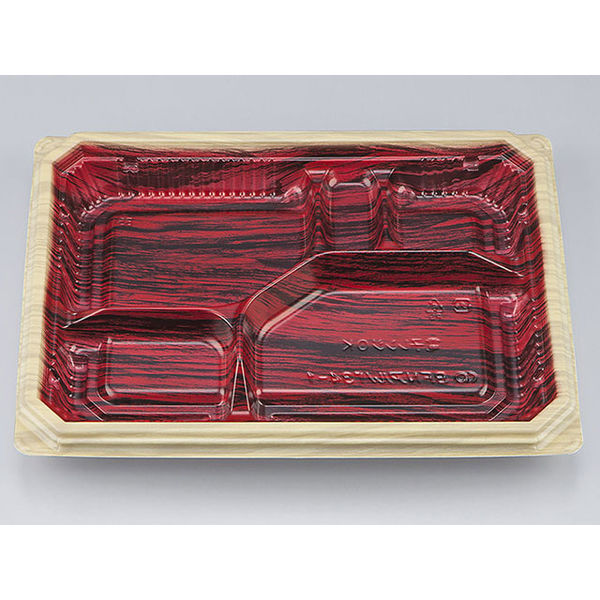 弁当容器　BFNアルバ34-1 和もく赤本体　400枚(50枚×8) 0280134011815　シーピー化成（直送品）