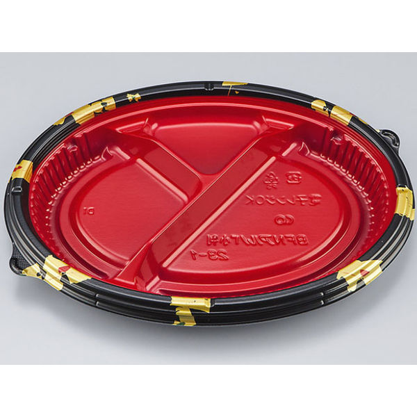 弁当容器　BFNアルバ小判23-1 輪島内赤本体　600枚(50枚×12) 0280623018315　シーピー化成（直送品）