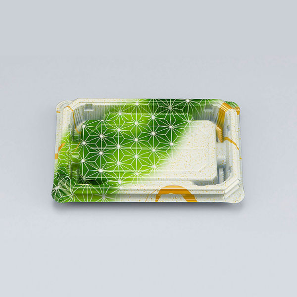寿司容器　NUN助盛15-10 あさ月緑本体　1200枚(50枚×24) 0788151004145　シーピー化成（直送品）