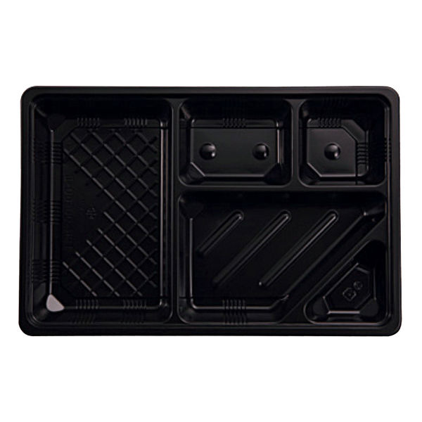 仕出弁当 TSR-BOX90-60(2) 中仕切 黒 300枚(50枚×6) 2003515 1ケース(300枚入(50枚×6袋))（直送品）