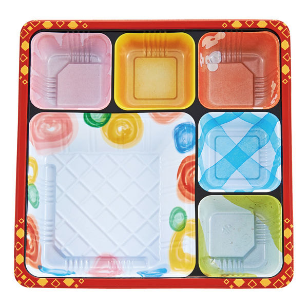 仕出弁当 TSR-BOX70-70(4) 中仕切 柄付 300枚(50枚×6) 2003581 1ケース(300枚入(50枚×6袋))（直送品）