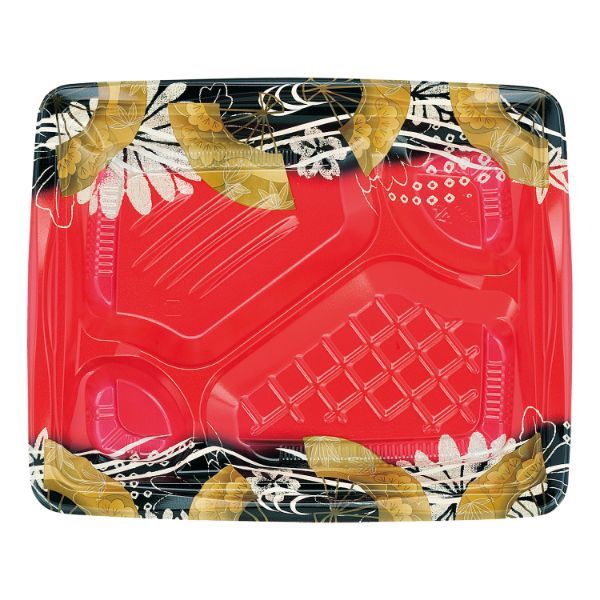 弁当容器 TSR-24ー20(1) 赤扇 本体 800枚(50枚×16) 2004830 1ケース(800枚入(50枚×16袋))（直送品）