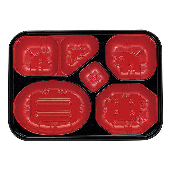 タカギ産業 弁当容器　TSR-690 赤黒 本体　800枚(50枚×16) 2008019（直送品）
