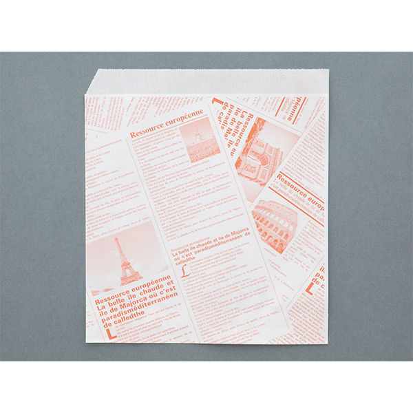 バーガー袋 耐油紙バーガー袋(ヨーロピアン柄)オレンジ【weeco】 大阪ポリエチレン　1000枚(100枚×10)（直送品）