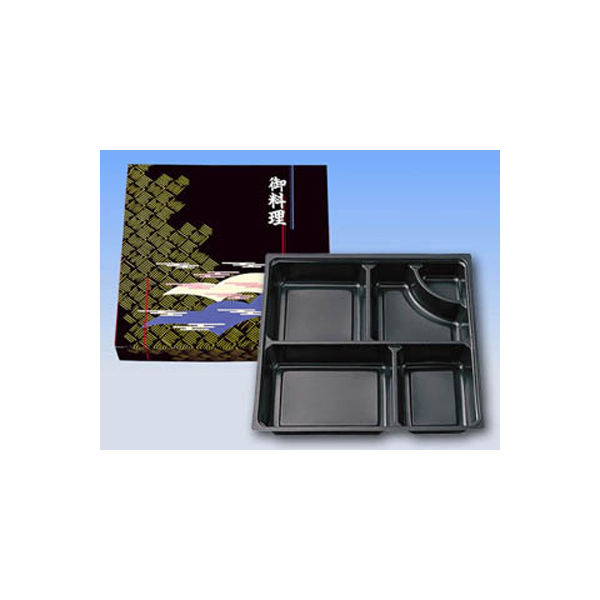 仕出弁当 85-85山波ワンピース・中仕切85-85黒セット 160枚(50枚×3.2) BSBP-05301（直送品）