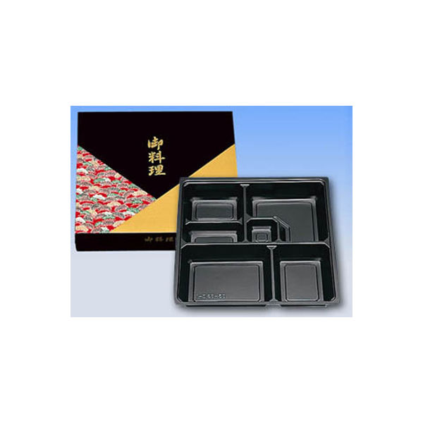 仕出弁当 85-85若松ワンピース・中仕切85-85C-1黒セット 160枚(50枚×3.2) BSBP-05404（直送品）