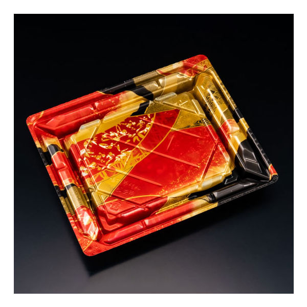 寿司容器　バイオPS 美枠寿司 2-3B せんれい赤　800枚(50枚×16) FAPR253　リスパック（直送品）