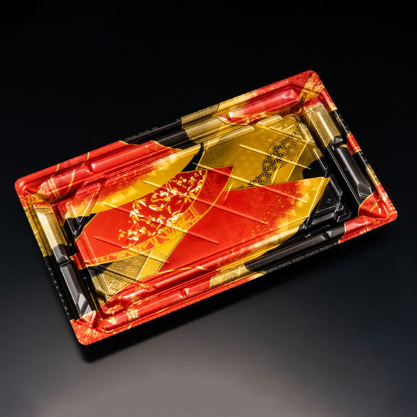 寿司容器　バイオPS 美枠寿司 2-5B せんれい赤　600枚(50枚×12) FAPR313　リスパック（直送品）