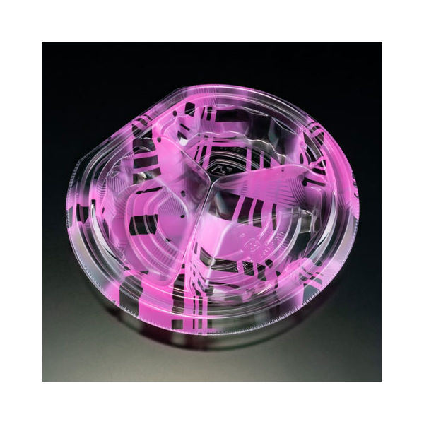 サラダ・フルーツ容器　バイオ パティー 18B-3S ふわピンク　600枚(50枚×12) PBPT385　リスパック（直送品）