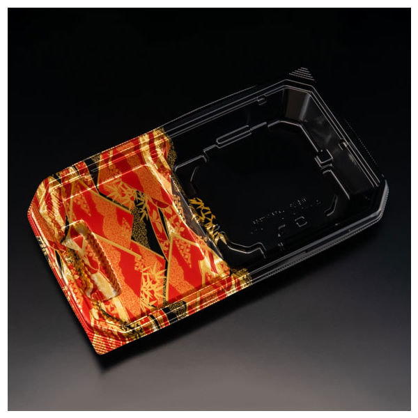 麺セット容器　バイオ 楽麺コンボ 26-15BA はれひ赤　600枚(50枚×12) RRAI421　リスパック（直送品）