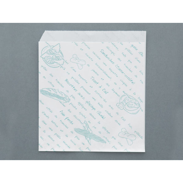 大阪ポリヱチレン販売 バーガー袋 耐油紙バーガー袋(レシピ柄)グリーン【weeco】 大阪ポリエチレン　1000枚(100枚×10)（直送品）