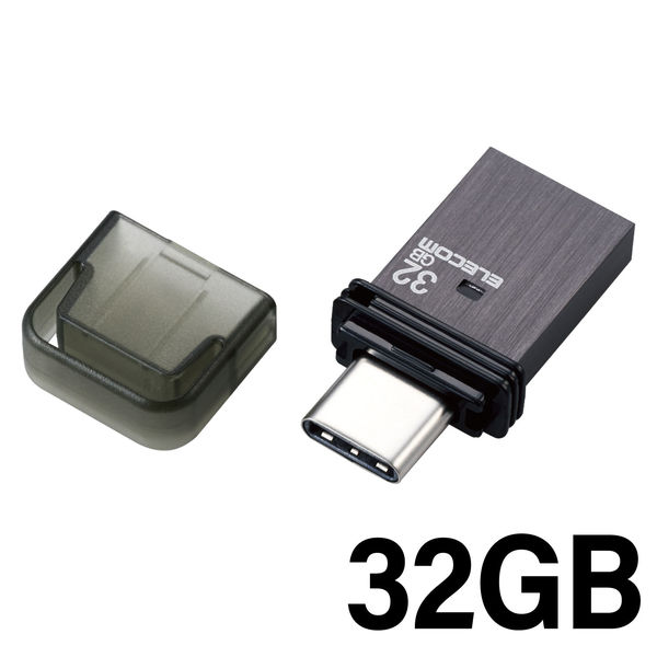 USBメモリ 32GB 2in1 【 Type-C / USB A 】 ブラック MF-CAU32032GBK