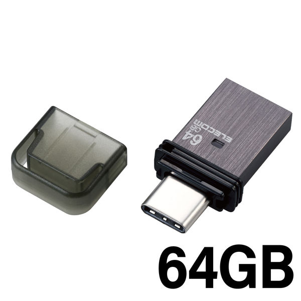 USBメモリ 64GB 2in1 【 Type-C / USB A 】 ブラック MF-CAU32064GBK エレコム 1個（直送品） - アスクル