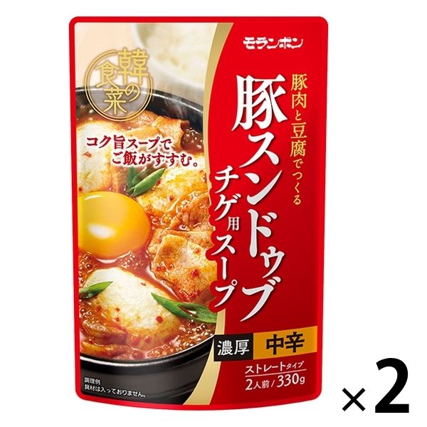 モランボン 韓の食菜 豚スンドゥブチゲ用スープ 330g 2袋 鍋つゆ アスクル