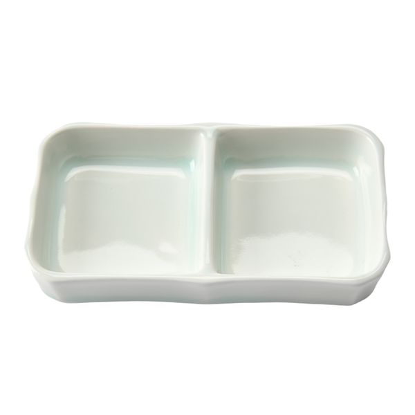 アースモス 仕切り皿 青白磁 二品皿（中） [6個入] vac-109-07020（直送品）