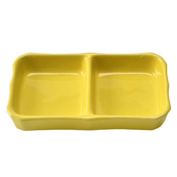 アースモス 仕切り皿 黄 二品皿（中） [5個入] vac-201-07020（直送品）