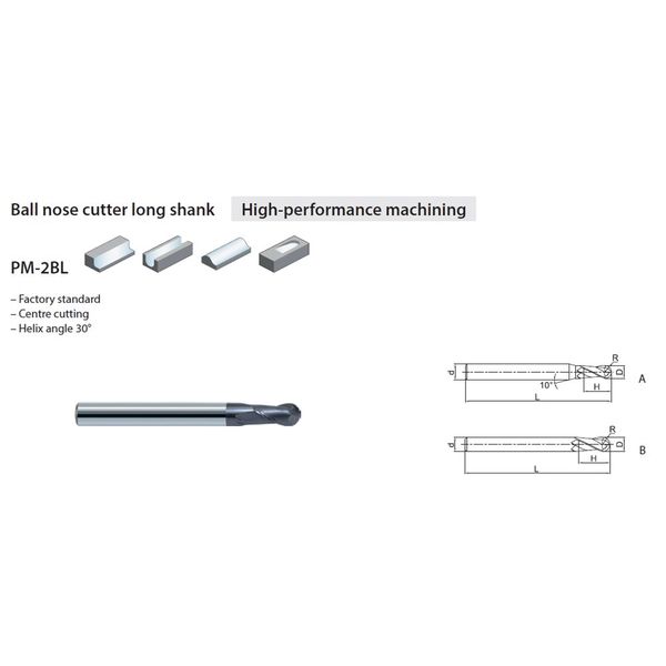 株洲工具 超硬 ボールエンドミル 2枚刃 ロング PM-2BL-R3.0 1セット（5本）（直送品）