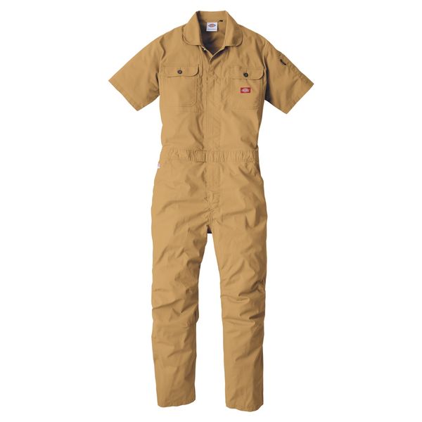 Dickies D-749 ストレッチCVC半袖ツナギ カーキ 4L コーコス信岡 1着（直送品）