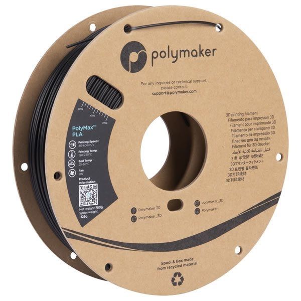 Polymaker PolyMax PLA （1.75mm 0.75kg） Black PA06001（直送品）