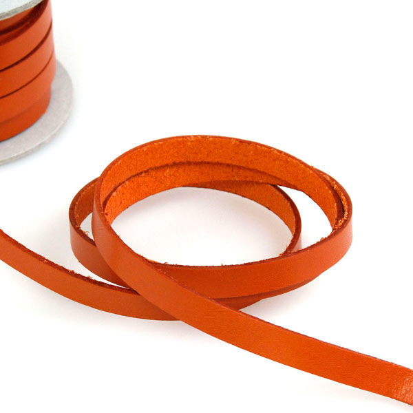 日本紐釦貿易 本革 ヌメ革テープ 10mm巾×2m切売カット col.10オレンジ MTLS1010-10-2M（直送品）