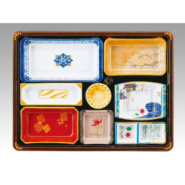 アヅミ産業 仕出弁当 T-149A (蓋三彩)会席膳セット 120枚(20枚×6) 00378644 1ケース(120枚入(20枚×6袋))（直送品）