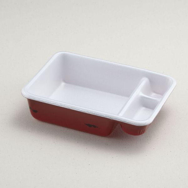 青葉紙業 弁当容器 B-33 本体 赤うるし 600枚(50枚×12) 201394 1ケース(600枚入(50枚×12袋))（直送品）