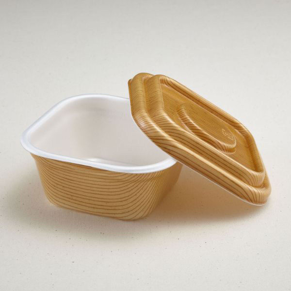 青葉紙業 角丼容器 どん重 大盛 もくめ(ND共蓋セット) 400枚(50枚×8) 220394 1ケース(400枚入(50枚×8袋))（直送品）