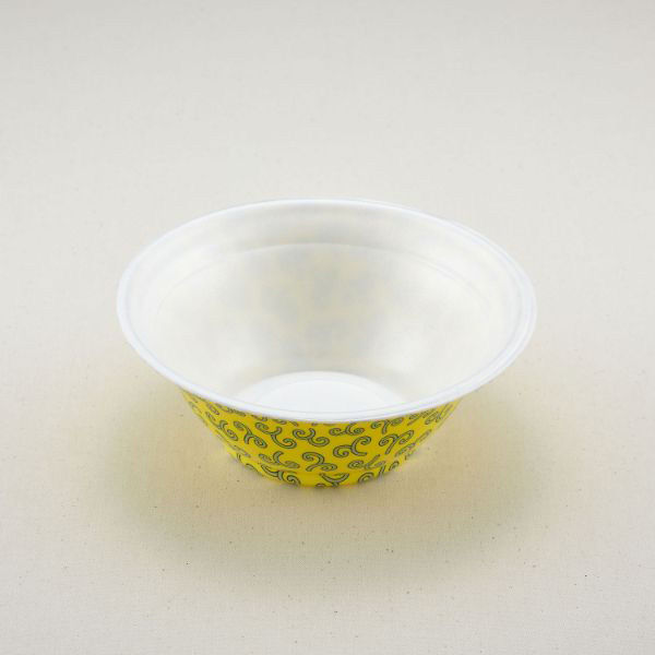 青葉紙業 麺容器 ラーメン 中(本体)黄からくさ 450枚(50枚×9) 221535 1ケース(450枚入(50枚×9袋))（直送品）