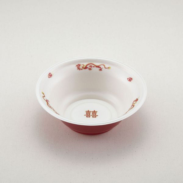 青葉紙業 麺容器 ラーメン 中浅(本体)耐熱龍外赤 900枚(50枚×18) 221851 1ケース(900枚入(50枚×18袋))（直送品）