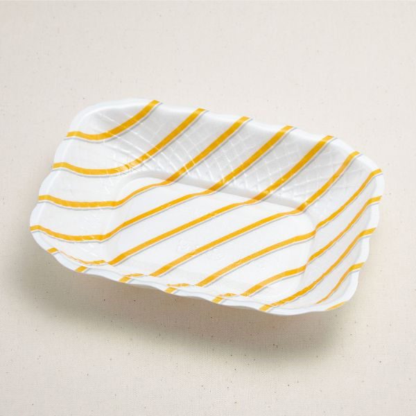 青葉紙業 刺身容器 ふかざら 大 ストライプ 600枚(100枚×6) 232011 1ケース(600枚入(100枚×6袋))（直送品）