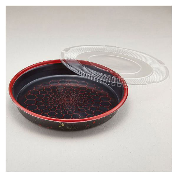 青葉紙業 寿司容器 すし桶 4 亀甲黒透明セット 120枚(20枚×6) 254070 1ケース(120枚入(20枚×6袋))（直送品）