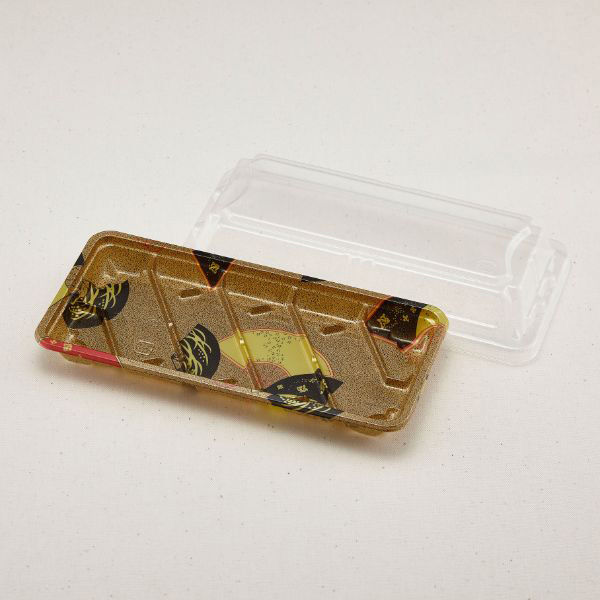 青葉紙業 寿司容器 にぎり 4 舞扇透明 セット 800枚(50枚×16) 255414 1ケース(800枚入(50枚×16袋))（直送品）