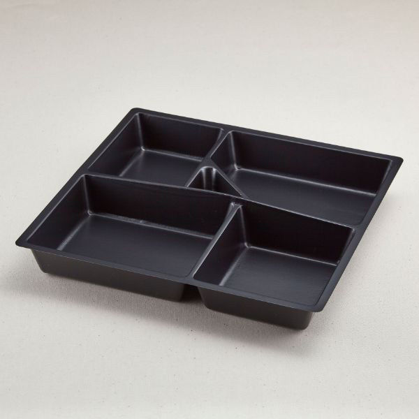 青葉紙業 仕出し容器 会席折 中 中仕切 2 黒 240枚(20枚×12) 257132 1ケース(240枚入(20枚×12袋))（直送品）