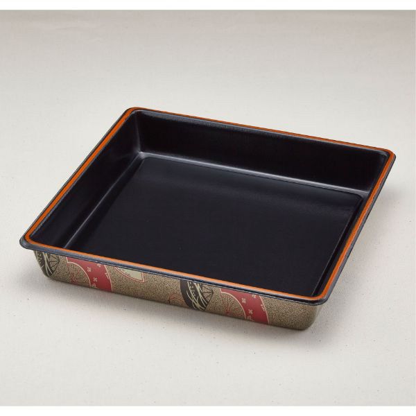 青葉紙業 仕出し容器 会席折 小(本体)赤舞扇(角桶3) 300枚(25枚×12) 258020 1ケース(300枚入(25枚×12袋))（直送品）