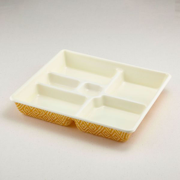 青葉紙業 仕出し容器 会席膳 中 本体 こがね 200枚(25枚×8) 259336 1ケース(200枚入(25枚×8袋))（直送品）