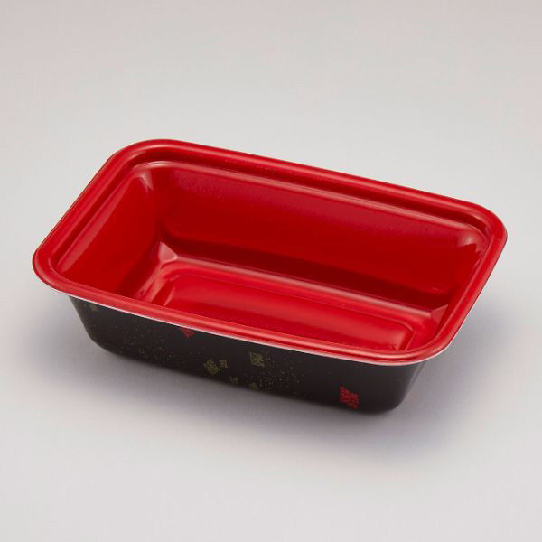 青葉紙業 弁当容器 BT-1 本体 黒まきえ内赤 600枚(50枚×12) 272203 1ケース(600枚入(50枚×12袋))（直送品）