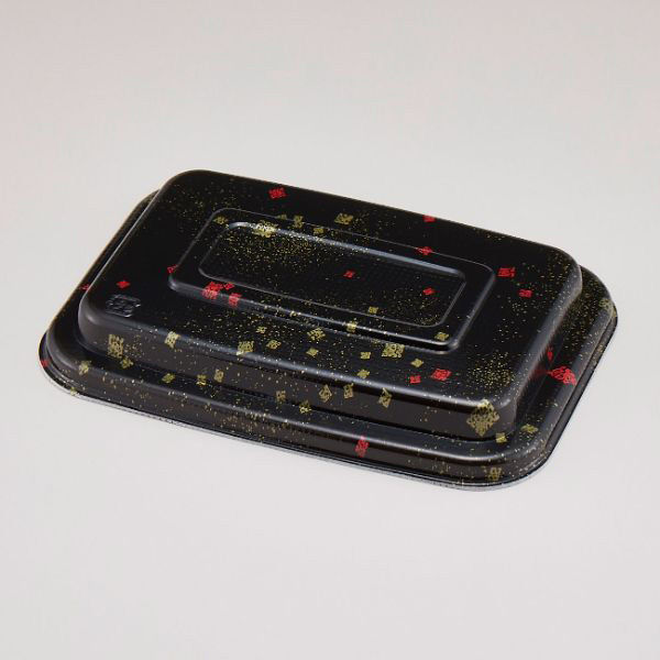 青葉紙業 弁当容器 BT-1 蓋 ND黒まきえ 600枚(50枚×12) 272212 1ケース(600枚入(50枚×12袋))（直送品）