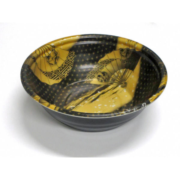 デンカポリマー スープ・麺容器 E-42本体 夢織黒金/黒 600枚(50枚×12) 38983 1ケース(600枚入(50枚×12袋))（直送品）