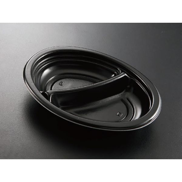 ケーピープラテック カレー容器 Kランチ-1 本体黒 600枚(25枚×24) 453363 1ケース(600枚入(25枚×24袋))（直送品）