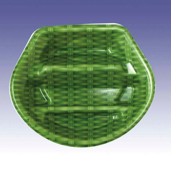 デンカポリマー 惣菜容器　夢扇10本体 竹かご緑　600枚(50枚×12) 53473（直送品）