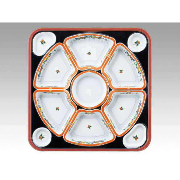 アヅミ産業 オードブル容器 TO-460 有田 朱セット 80枚(20枚×4) 905019 1ケース(80枚入(20枚×4袋))（直送品）